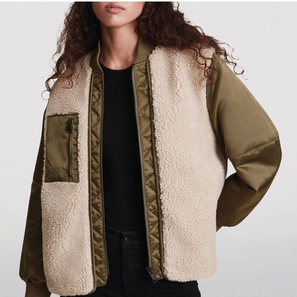 NWT All Saints Suri Bomber in Olive - Picture 4 of 9